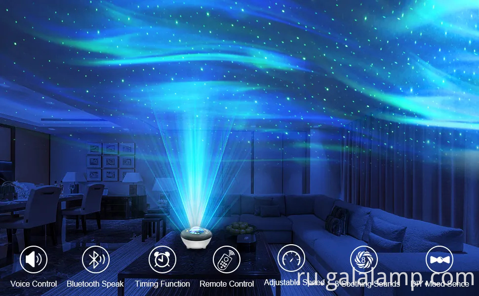 Aurora Star Projector Galaxy Projector Lights для спальни, Wi -Fi Heampula Proctor Proctor Night Light с музыкальной динамикой